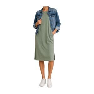 Time & Tru Green Cotton T-Shirt Dress Size S Minimal Casual Tee Dress